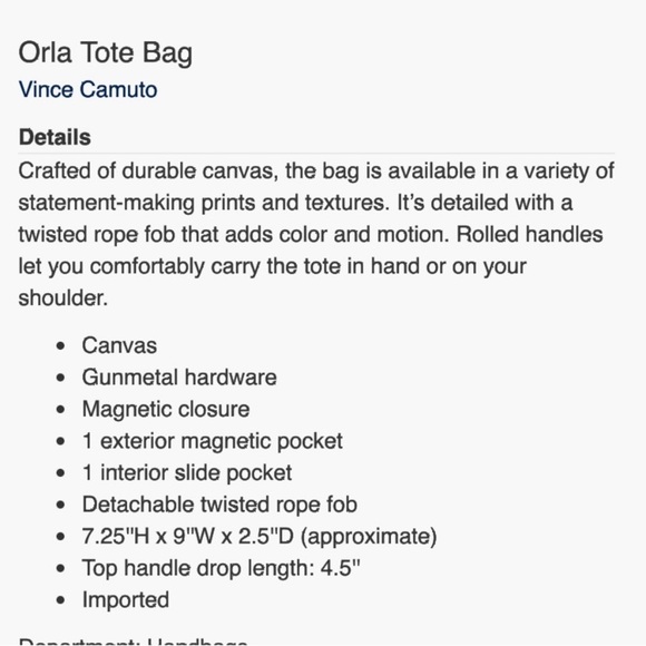 NWT VINCE CAMUTO ORLA CANVAS BLACK/COCONUT CREAM CROSSBODY CONVERTIBLE PURSE BAG - Picture 7 of 7